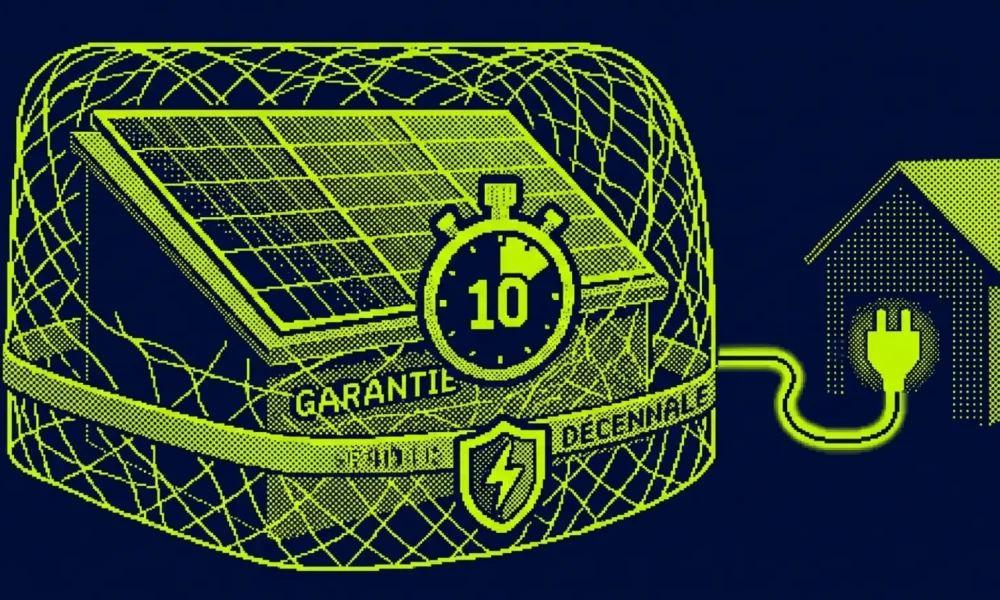 Installation de panneaux photovoltaïques sur un toit résidentiel.