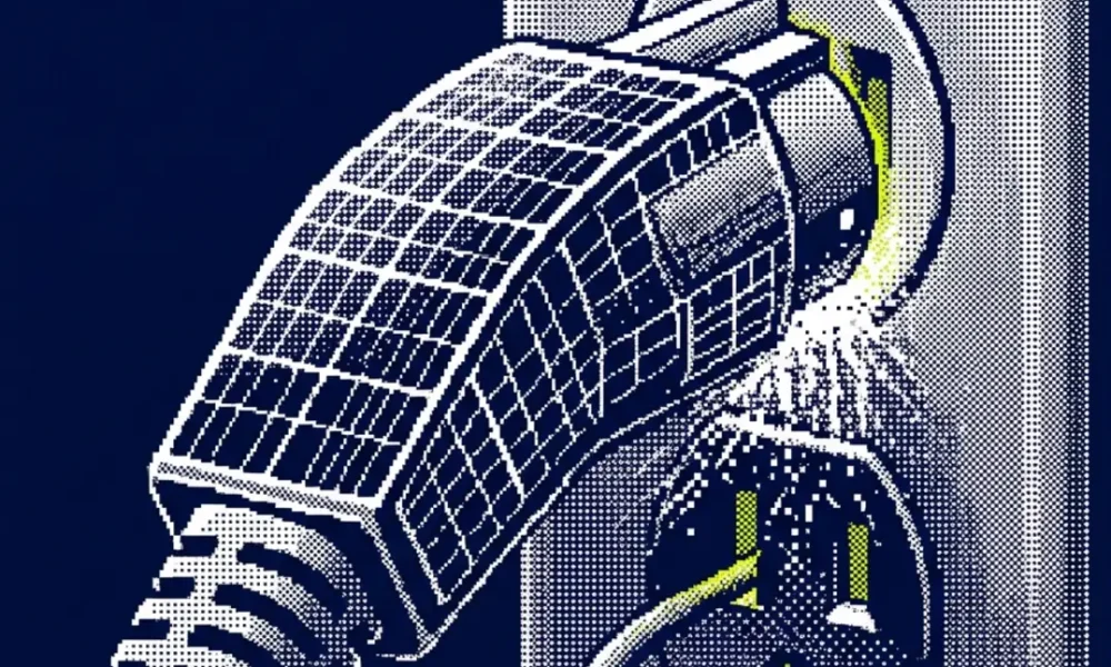 Ombrières photovoltaïques et borne de recharge solaire sur une station-service
