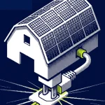 Hangar photovoltaïque avec grande toiture équipée de panneaux solaires en zone d'activité
