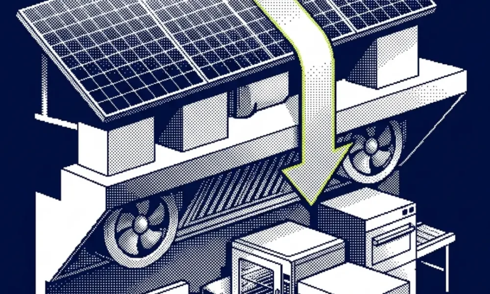 Installation photovoltaïque restaurant sur toiture avec cuisine professionnelle en activité