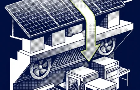 Installation photovoltaïque restaurant sur toiture avec cuisine professionnelle en activité