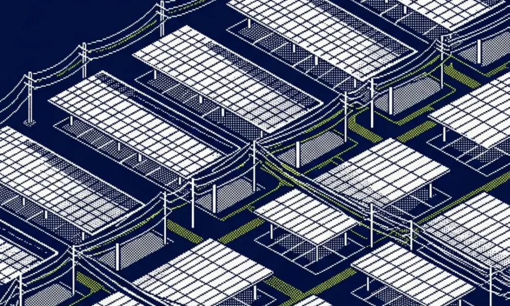 ombrières photovoltaïques parking entreprise — illustration