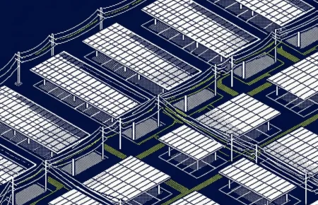 ombrières photovoltaïques parking entreprise — illustration