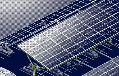 ombrières photovoltaïques parkings publics — illustration