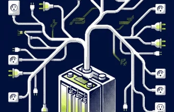 Station de recharge solaire autonome avec panneaux, batterie et borne sur site isolé