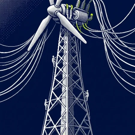 Grande éolienne Allemagne de très haute taille sur un site industriel