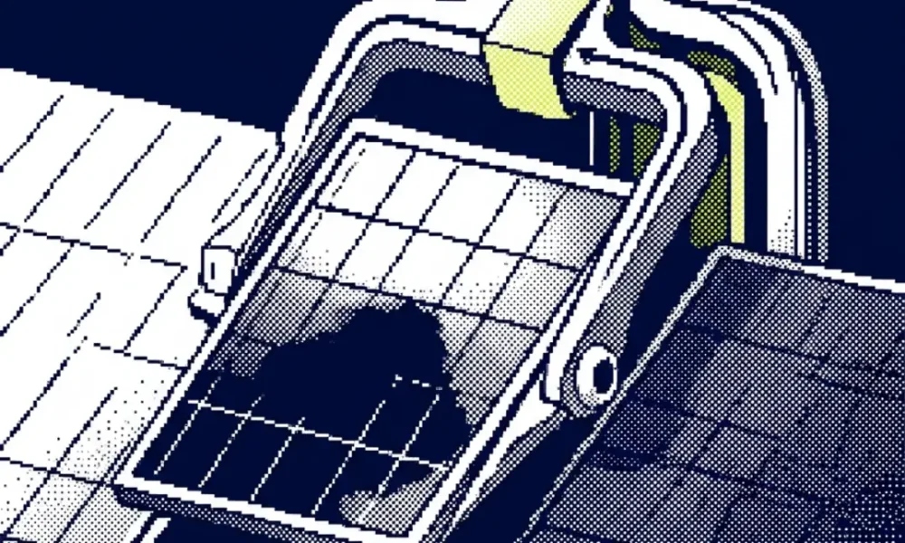 Optimiseur de puissance solaire installé sous des panneaux photovoltaïques en toiture
