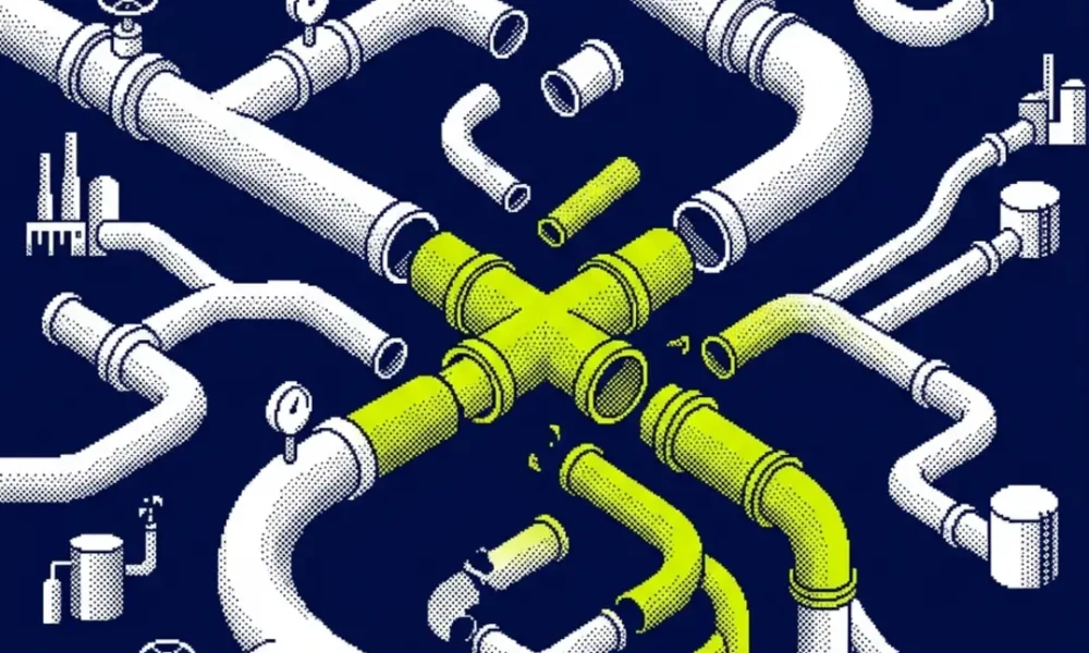 Vue industrielle de la raffinerie de Schwedt et de ses infrastructures pétrolières