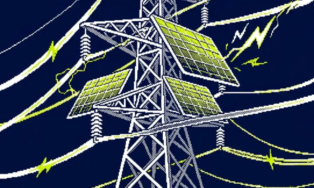 solaire réseau électrique — illustration